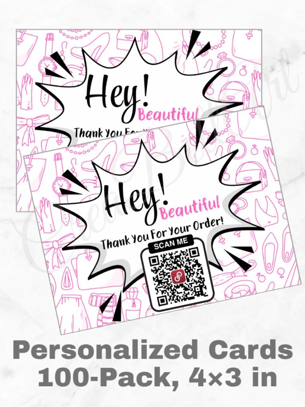 100 Personalized QR Code Thank You Cards Small Business, 4×3 in